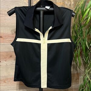 Prince Black and Cream Zip-Up Sleeveless Top